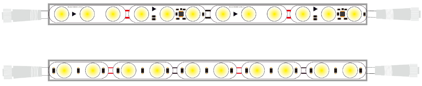 Two flexible wall-washer strip construction illustrations