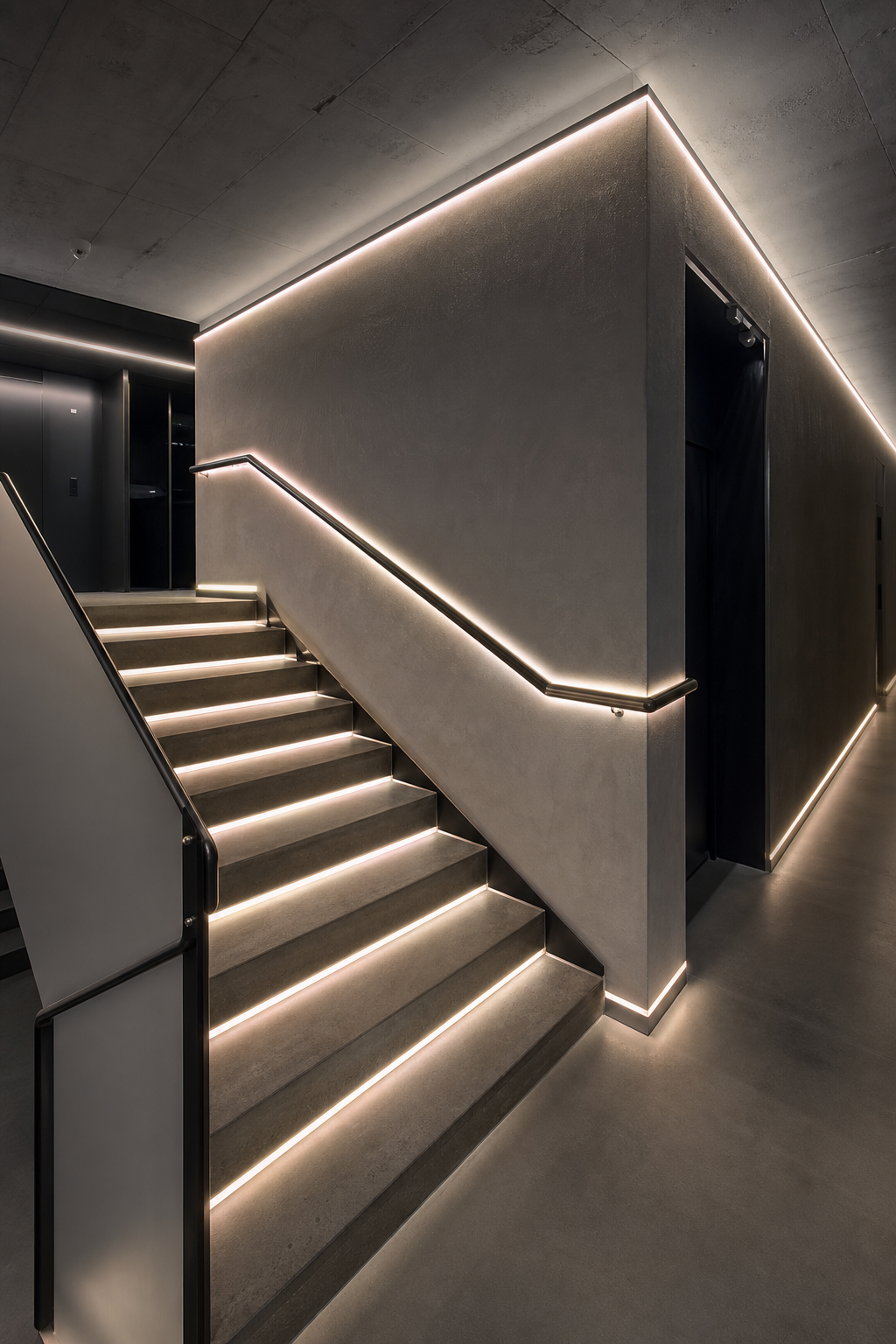 Stair contour LED strip application direction
