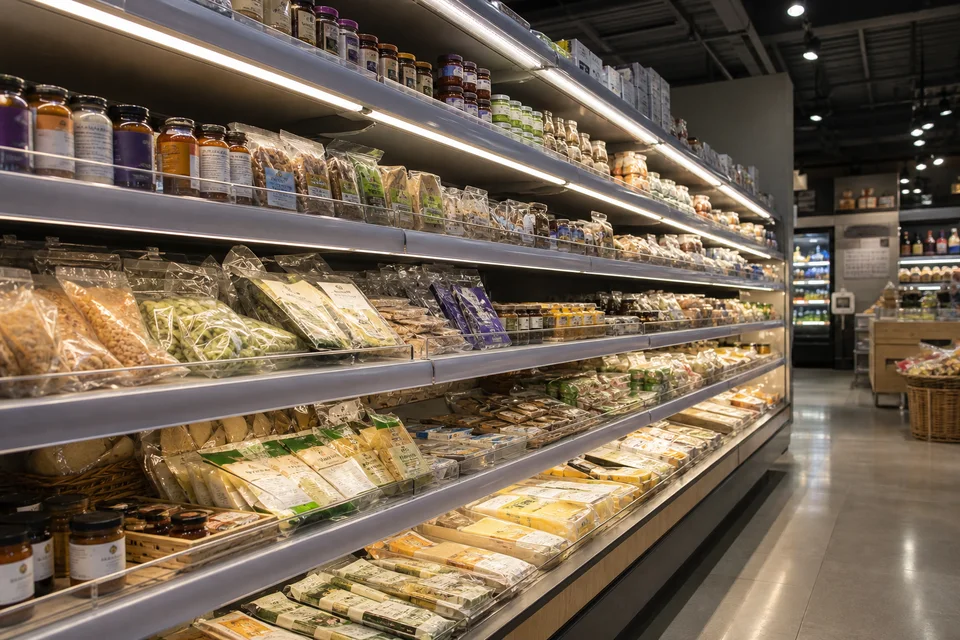 Retail shelf lighting with continuous linear LED strips