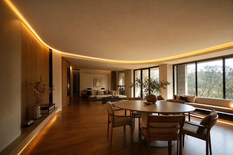 Warm residential interior cove lighting application reference
